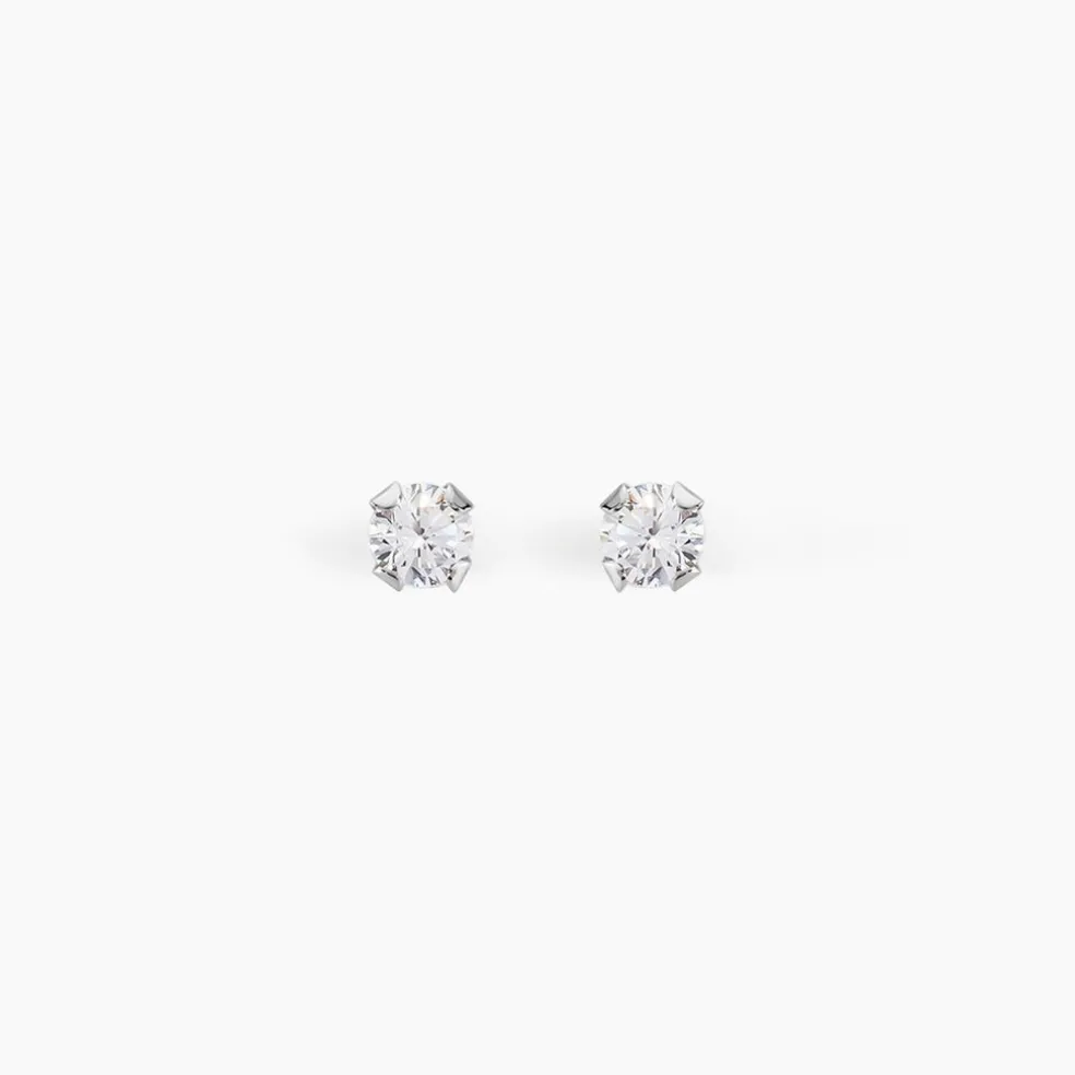 Boucles D'oreilles Puces Eddie Or Blanc Oxyde De Zirconium