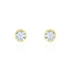 Boucles D'oreilles Puces Elda Serti Clos Or Jaune Oxyde De Zirconium