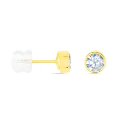 Boucles D'oreilles Puces Elda Serti Clos Or Jaune Oxyde De Zirconium
