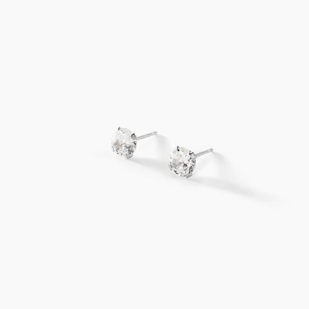 Boucles D'oreilles Puces Eddie Or Blanc Oxyde De Zirconium