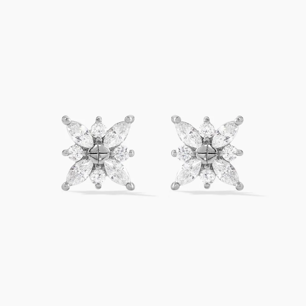 Boucles D'oreilles Puces Eclat Argent Blanc Oxyde De Zirconium