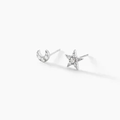 Boucles D'oreilles Puces Eden Or Blanc Oxyde De Zirconium