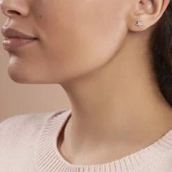 Boucles D'oreilles Puces Eden Or Blanc Oxyde De Zirconium