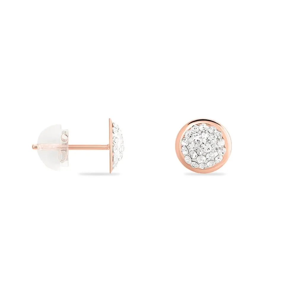 Boucles D'oreilles Puces Edmee Cercle 0 Or Rose Strass