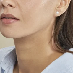 Boucles D'oreilles Puces Edmee Cercle 0 Or Rose Strass