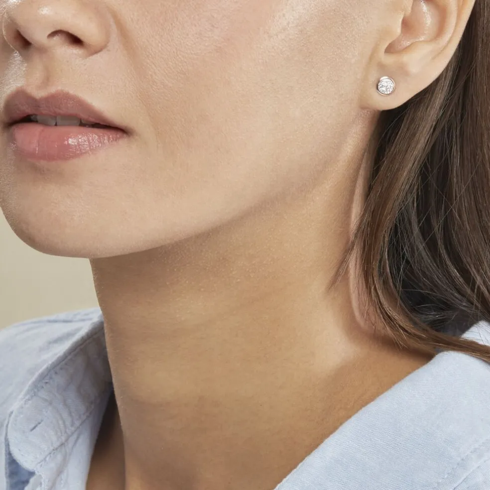 Boucles D'oreilles Puces Edmee Cercle 0 Or Rose Strass