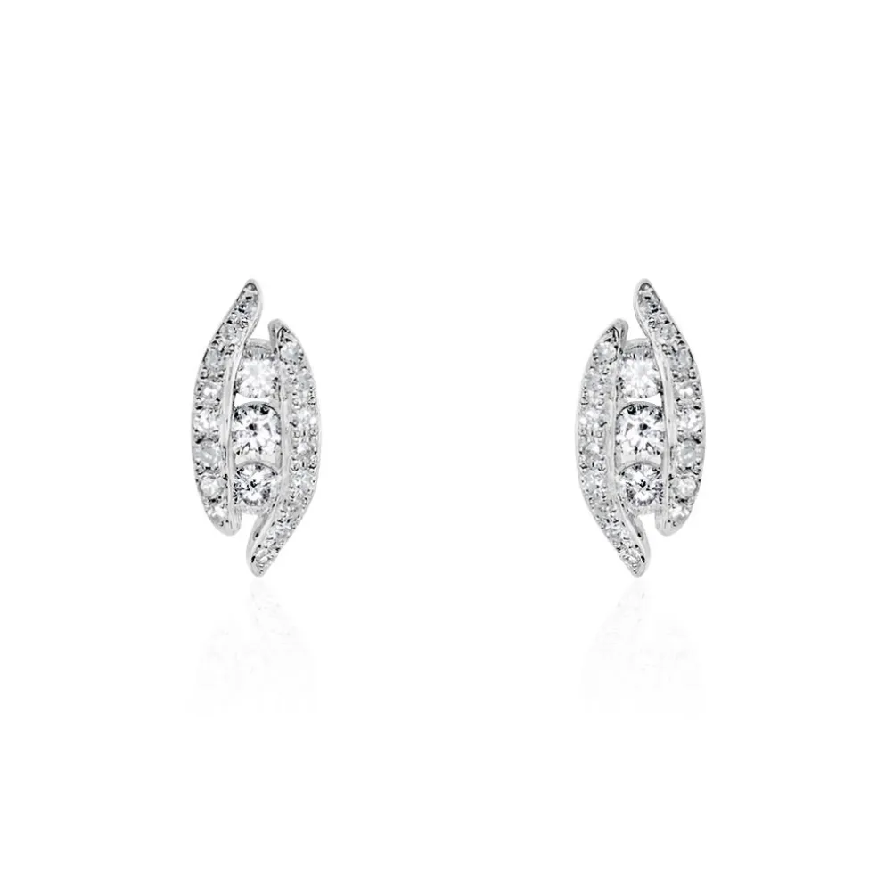 Boucles D'oreilles Puces Eternite Or Blanc Diamant
