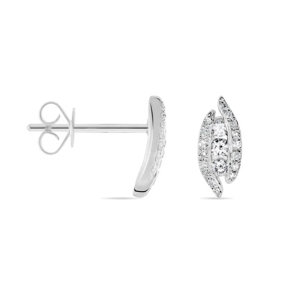 Boucles D'oreilles Puces Eternite Or Blanc Diamant