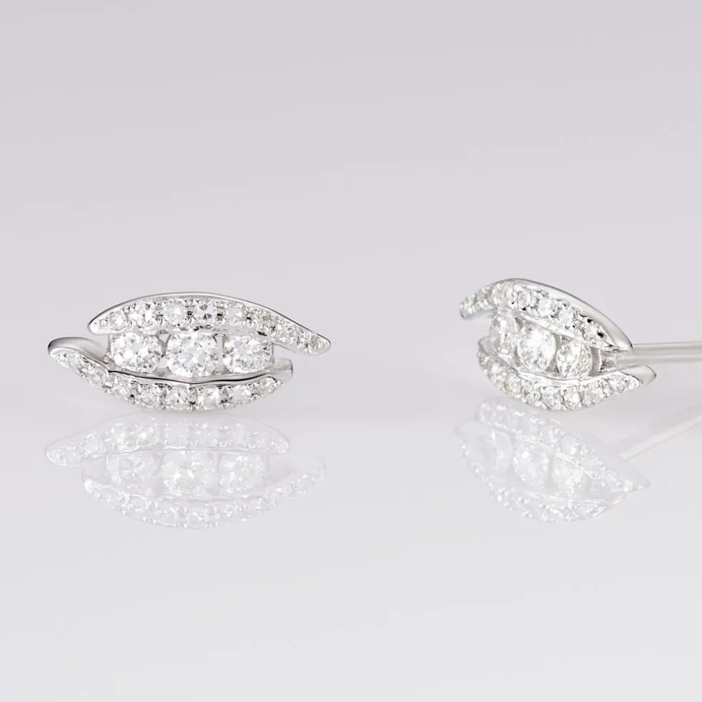 Boucles D'oreilles Puces Eternite Or Blanc Diamant