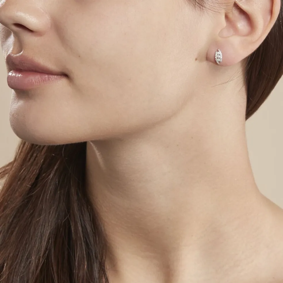 Boucles D'oreilles Puces Eternite Or Blanc Diamant