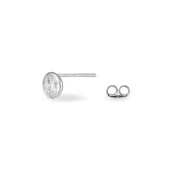 Boucles D'oreilles Puces Elda Serti Clos Or Blanc Oxyde De Zirconium