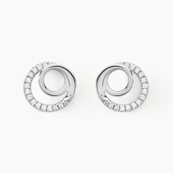 Boucles D'oreilles Puces Eliseum Argent Blanc Oxyde De Zirconium