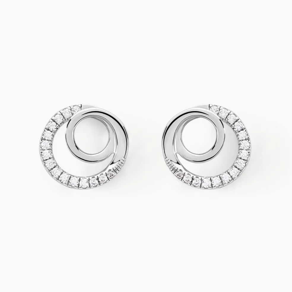 Boucles D'oreilles Puces Eliseum Argent Blanc Oxyde De Zirconium