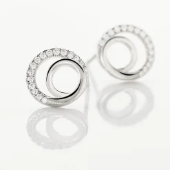 Boucles D'oreilles Puces Eliseum Argent Blanc Oxyde De Zirconium