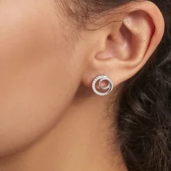 Boucles D'oreilles Puces Eliseum Argent Blanc Oxyde De Zirconium