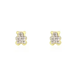 Boucles D'oreilles Puces Emerica Ours 0 Or Jaune Strass