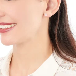 Boucles D'oreilles Puces Emerica Ours 0 Or Jaune Strass