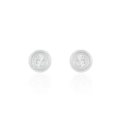 Boucles D'oreilles Puces Eden Serti Pneu Or Blanc Oxyde De Zirconium