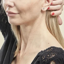 Boucles D'oreilles Puces Eve Argent Blanc Oxyde De Zirconium