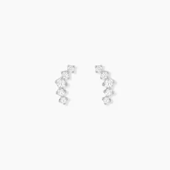 Boucles D'oreilles Puces Elinore Argent Blanc Oxyde De Zirconium