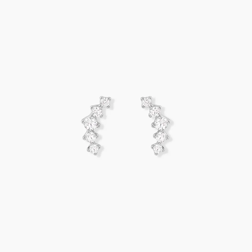 Boucles D'oreilles Puces Elinore Argent Blanc Oxyde De Zirconium