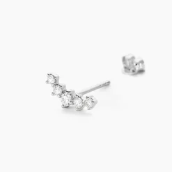 Boucles D'oreilles Puces Elinore Argent Blanc Oxyde De Zirconium