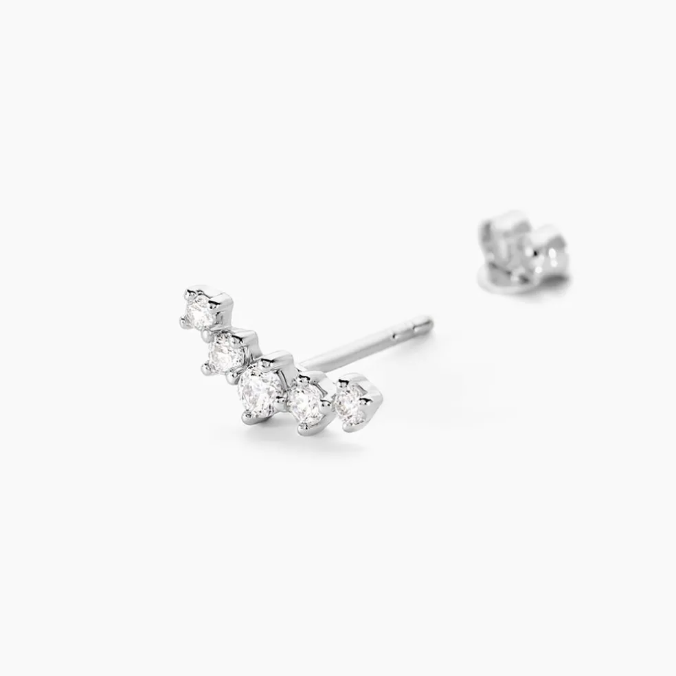 Boucles D'oreilles Puces Elinore Argent Blanc Oxyde De Zirconium
