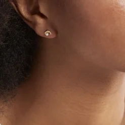 Boucles D'oreilles Puces Eleanor Dauphin Or Jaune Perle De Culture