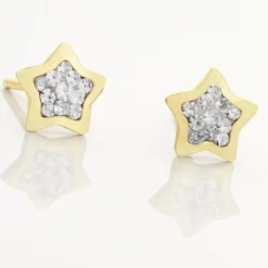 Boucles D'oreilles Puces Elais Etoile 0 Or Jaune Strass