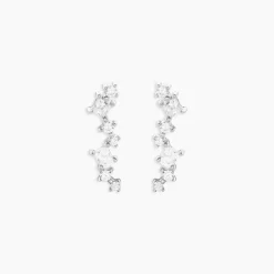 Boucles D'Oreilles Puces Eclat d'Aurore Argent Blanc Oxyde De Zirconium