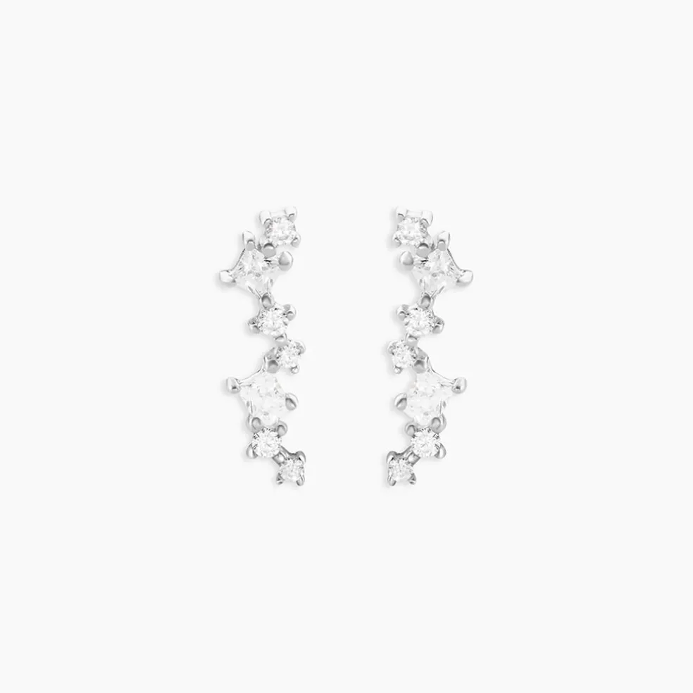 Boucles D'Oreilles Puces Eclat d'Aurore Argent Blanc Oxyde De Zirconium