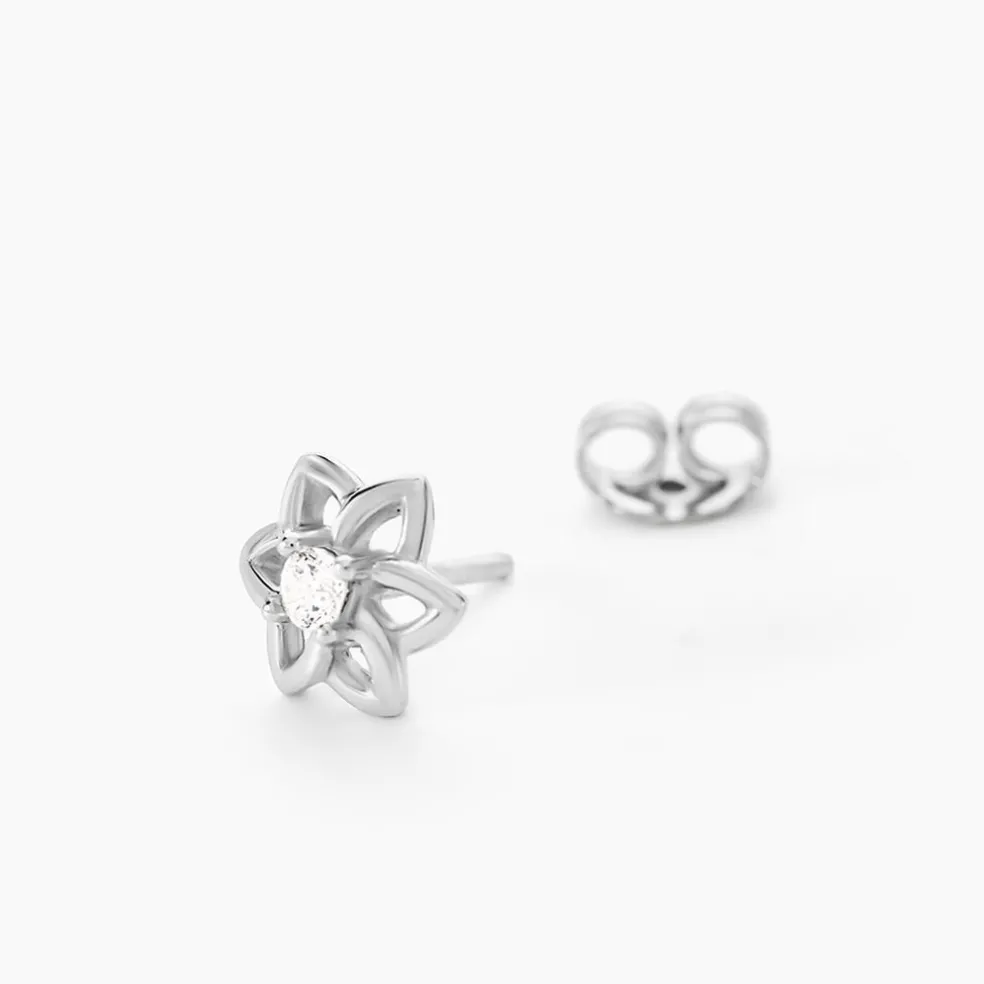 Boucles D'oreilles Puces Emiliette Argent Blanc Oxyde De Zirconium