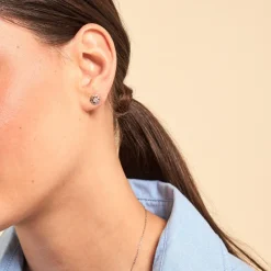 Boucles D'oreilles Puces Emiliette Argent Blanc Oxyde De Zirconium