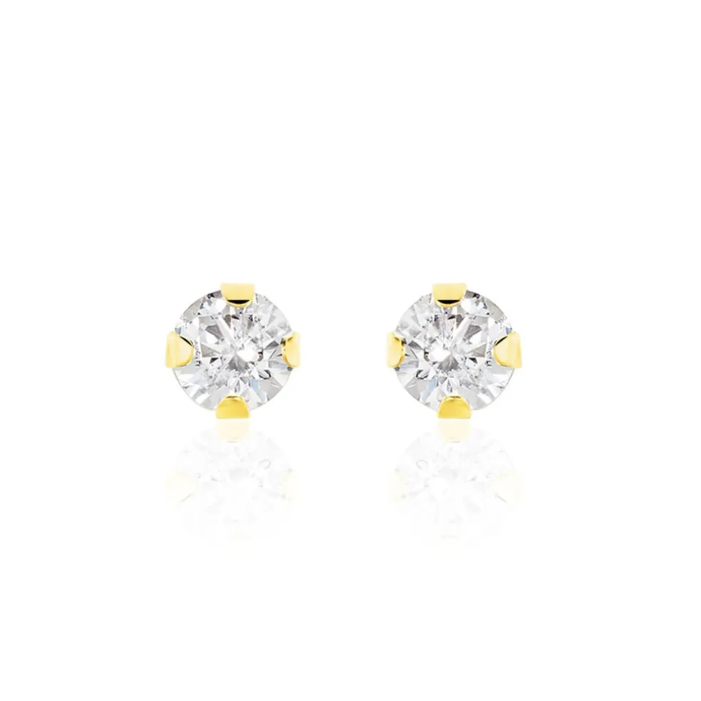 Boucles D'oreilles Puces Eddie Or Jaune Oxyde De Zirconium