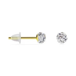 Boucles D'oreilles Puces Fidelia Boule Or Jaune Boules Cristal