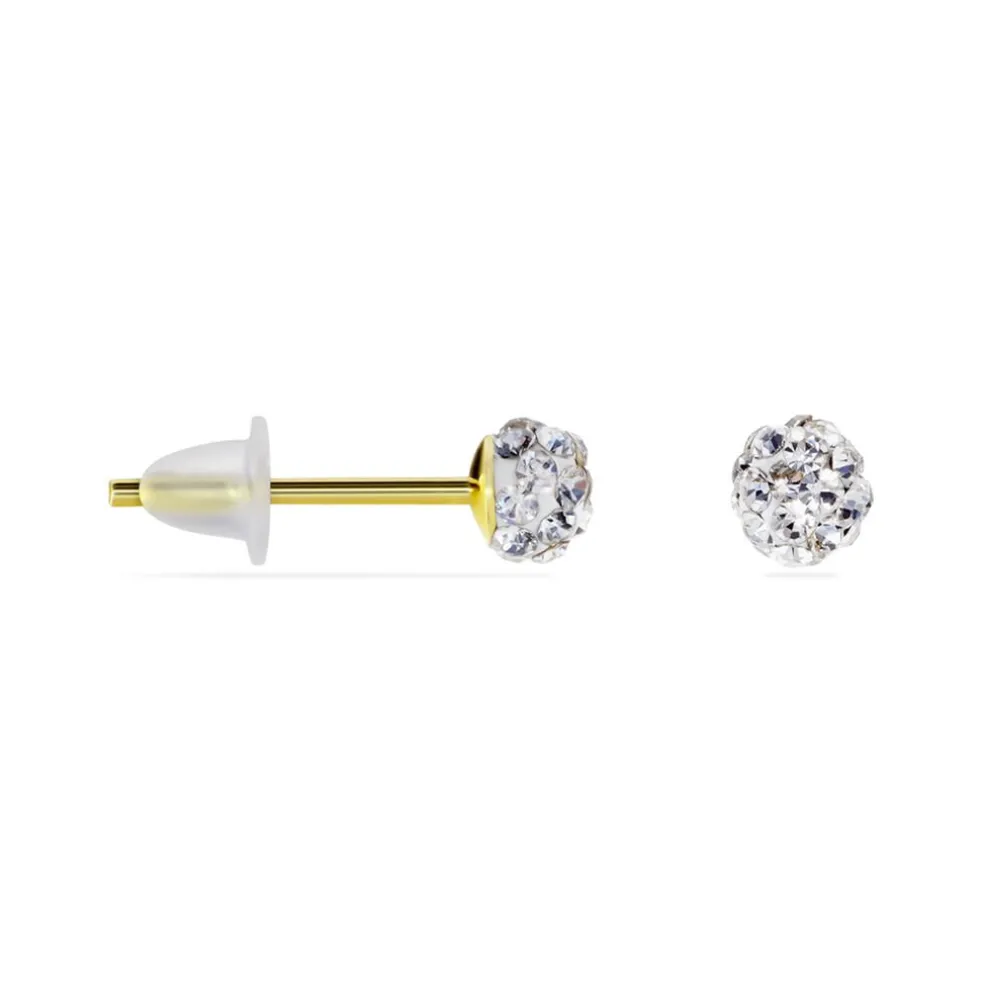 Boucles D'oreilles Puces Fidelia Boule Or Jaune Boules Cristal