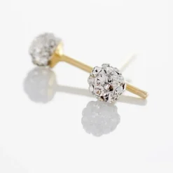 Boucles D'oreilles Puces Fidelia Boule Or Jaune Boules Cristal
