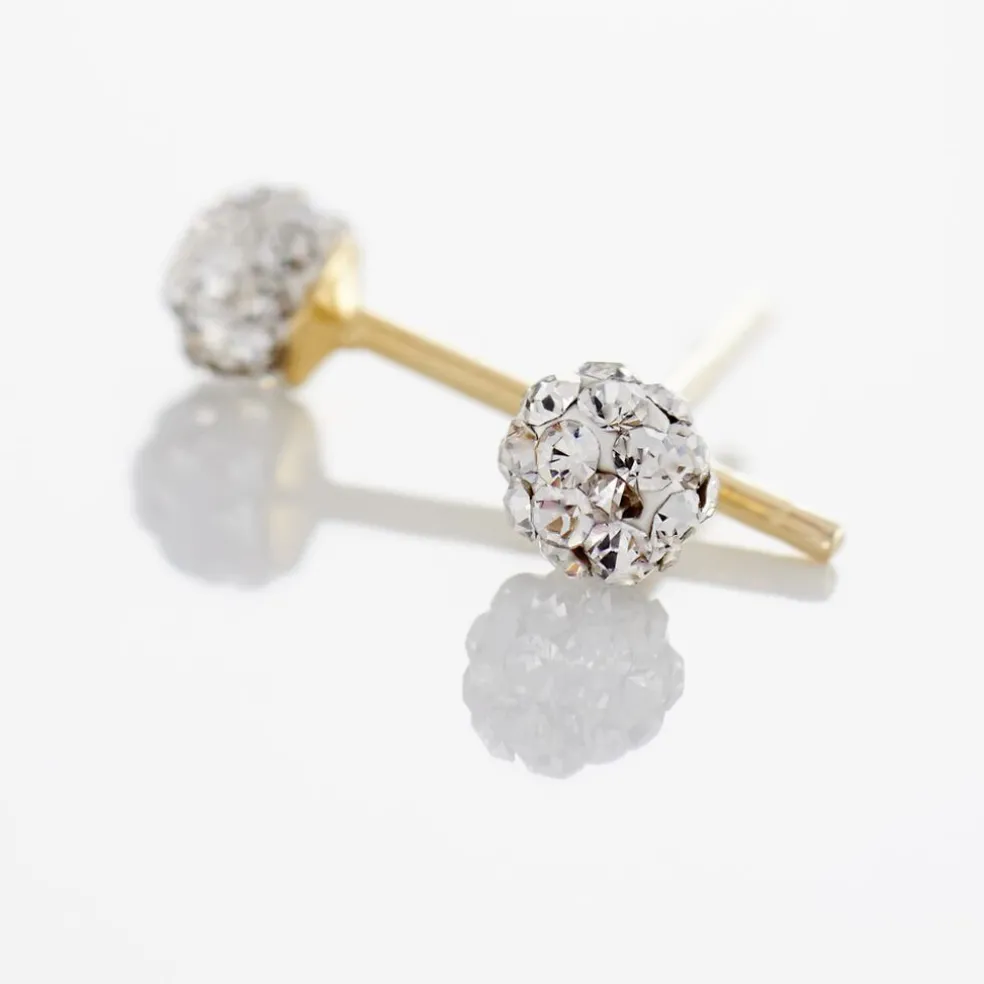 Boucles D'oreilles Puces Fidelia Boule Or Jaune Boules Cristal