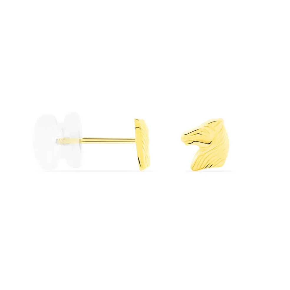 Boucles D'oreilles Puces Freyia Cheval Or Jaune