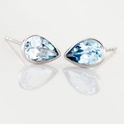 Boucles D'oreilles Puces Fassia Or Blanc Topaze