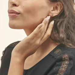 Boucles D'oreilles Puces Fassia Or Blanc Topaze