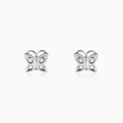 Boucles D'oreilles Puces Farasha Argent Blanc Oxyde De Zirconium