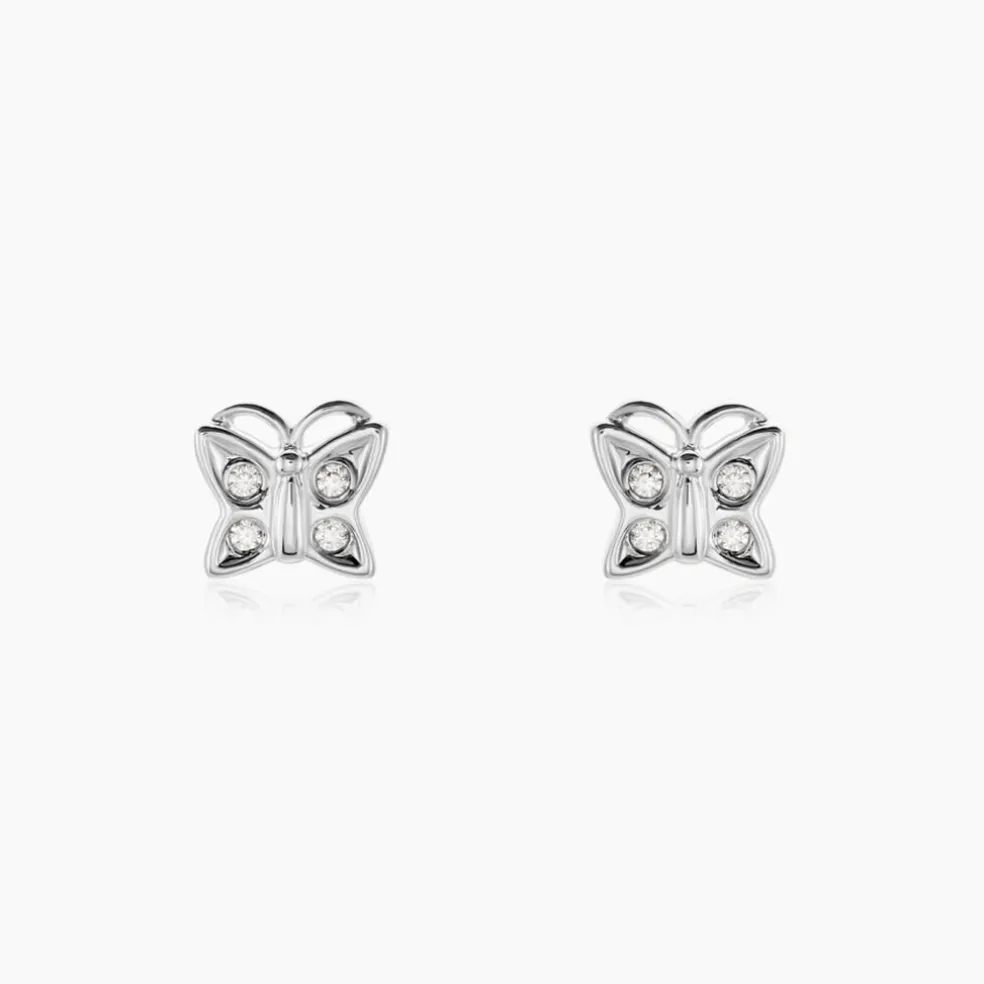 Boucles D'oreilles Puces Farasha Argent Blanc Oxyde De Zirconium