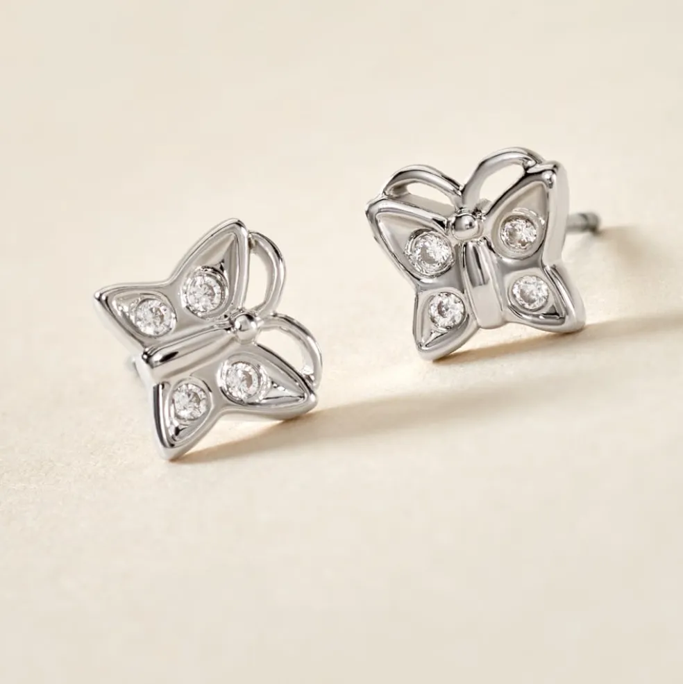 Boucles D'oreilles Puces Farasha Argent Blanc Oxyde De Zirconium