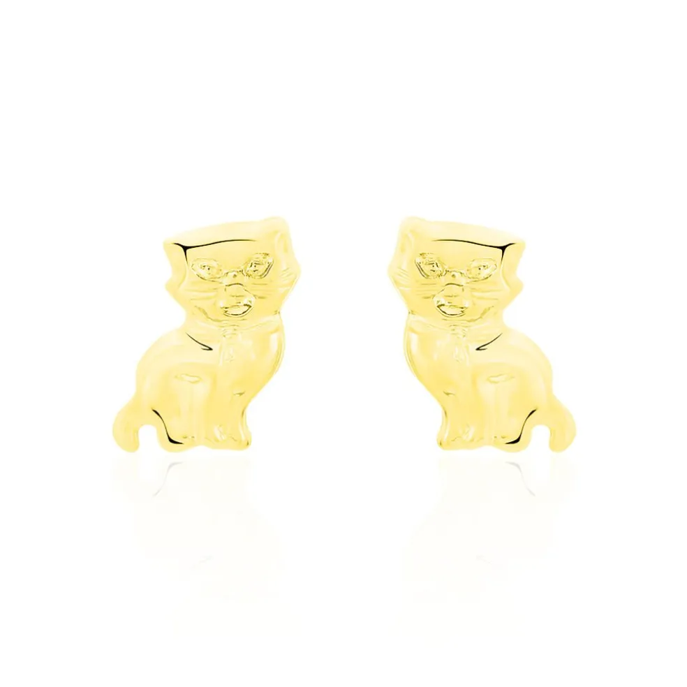 Boucles D'oreilles Puces Florenta Chat Or Jaune