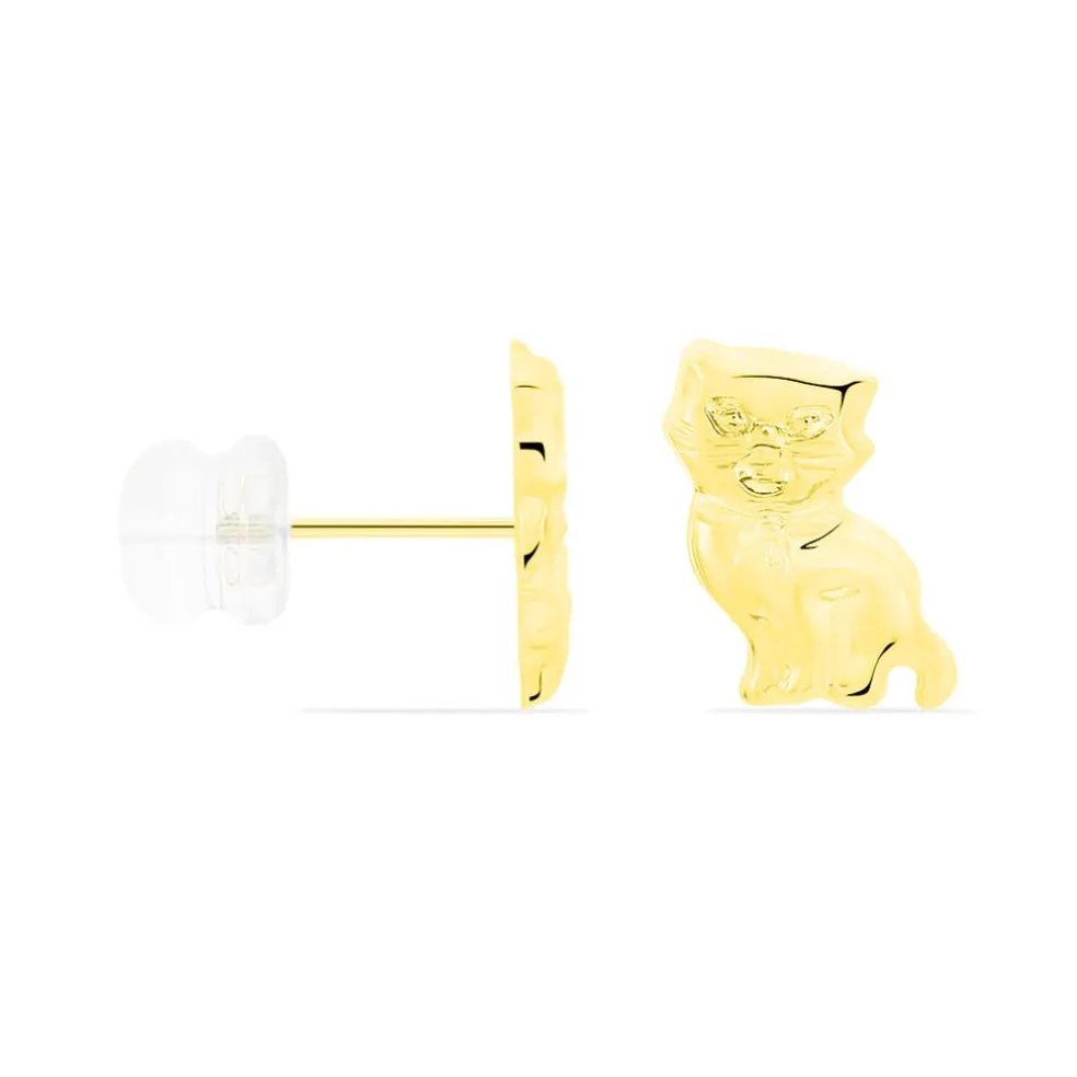 Boucles D'oreilles Puces Florenta Chat Or Jaune