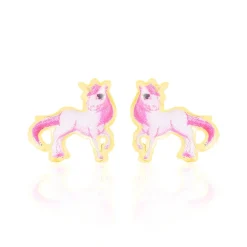 Boucles D'oreilles Puces Fantasila Cheval Or Jaune