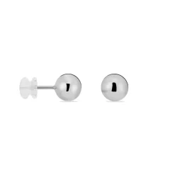 Boucles D'oreilles Puces Fidelia Boule Or Blanc