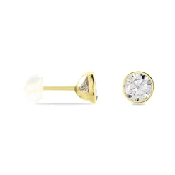 Boucles D'oreilles Puces Franze Or Jaune Oxyde De Zirconium