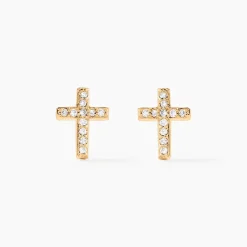 Boucles D'oreilles Puces Fatos Plaqué Or Oxydes De Zirconium